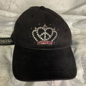 Princess cap with crown made with swarovski crystals. Adjustable new with tags.